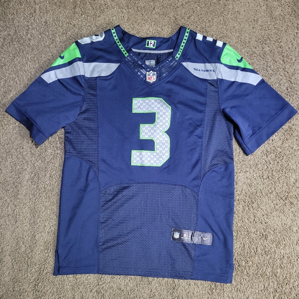 NIKE RUSSELL WILSON JERSEY MEN'S 40 SEATTLE SEAHAWKS ON FIELD NFL JERSEY BLUE #3